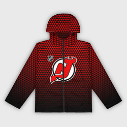 Ветровка с капюшоном женская Нью Джерси Девилз - красный градиент, цвет: 3D-черный