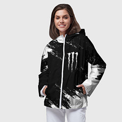 Ветровка с капюшоном женская Monster energy краски штрихи белые, цвет: 3D-белый — фото 2
