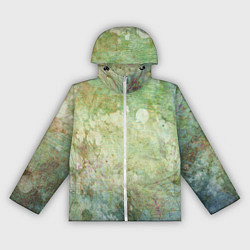 Ветровка с капюшоном женская Абстракция - faded spots on a green background, цвет: 3D-белый