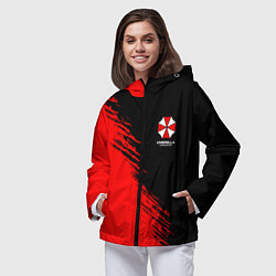 Ветровка с капюшоном женская Umbrella Corp - red and black, цвет: 3D-черный — фото 2