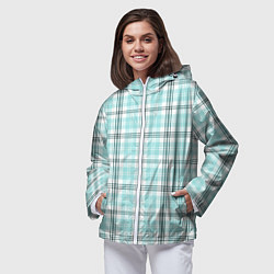 Ветровка с капюшоном женская Checkered light blue, цвет: 3D-белый — фото 2