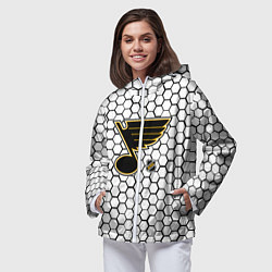 Ветровка с капюшоном женская Сент Луис Блюз - белые соты, цвет: 3D-белый — фото 2