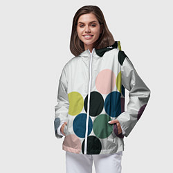 Ветровка с капюшоном женская Кластер чил - абстракция, цвет: 3D-белый — фото 2