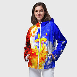 Ветровка с капюшоном женская Doom битва огня, цвет: 3D-белый — фото 2