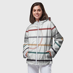 Ветровка с капюшоном женская Stripes and circle, цвет: 3D-белый — фото 2