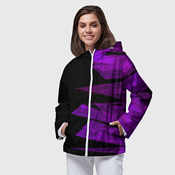 Ветровка с капюшоном женская Color purple black stripes, цвет: 3D-белый — фото 2
