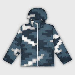 Ветровка с капюшоном женская Пиксельная текстура камуфляж, цвет: 3D-белый