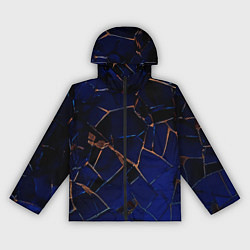 Ветровка с капюшоном женская Тёмный синий абстракция битые плиты, цвет: 3D-черный
