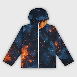 Ветровка с капюшоном женская Синий камуфляж с искрами, цвет: 3D-белый