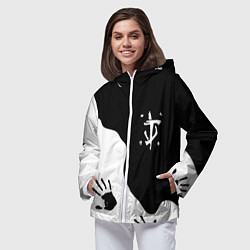 Ветровка с капюшоном женская Doom отпечатки демона, цвет: 3D-белый — фото 2