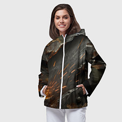Ветровка с капюшоном женская Искры метала под камуфляжем, цвет: 3D-белый — фото 2