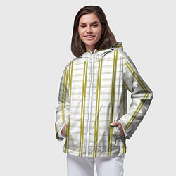 Ветровка с капюшоном женская Color white cage yellow stripes, цвет: 3D-белый — фото 2