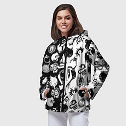 Ветровка с капюшоном женская Doom anime black pattern, цвет: 3D-черный — фото 2