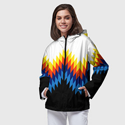 Ветровка с капюшоном женская Олдскульный паттерн, цвет: 3D-черный — фото 2