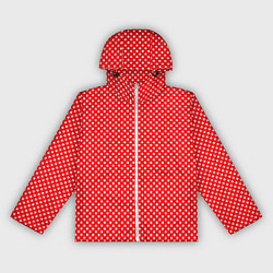 Ветровка с капюшоном женская Красный в мелкий квадратик паттерн, цвет: 3D-белый