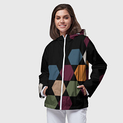 Ветровка с капюшоном женская Honeycombs autumn colors, цвет: 3D-белый — фото 2