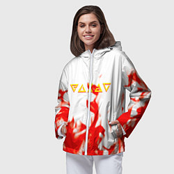 Ветровка с капюшоном женская Ведьмак огонь лого, цвет: 3D-белый — фото 2