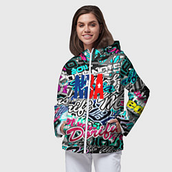 Ветровка с капюшоном женская NBA надписи текстура, цвет: 3D-белый — фото 2