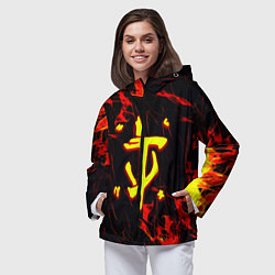 Ветровка с капюшоном женская Doom огненные искры, цвет: 3D-черный — фото 2