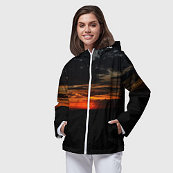 Ветровка с капюшоном женская Закат на плато, цвет: 3D-белый — фото 2