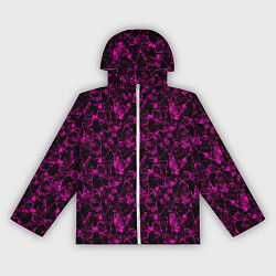 Ветровка с капюшоном женская Черно бордовый абстрактный узор, цвет: 3D-белый