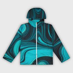 Ветровка с капюшоном женская Мраморный малахитовый узор из изумрудных разводов, цвет: 3D-белый