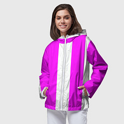Ветровка с капюшоном женская Color white and pink, цвет: 3D-белый — фото 2