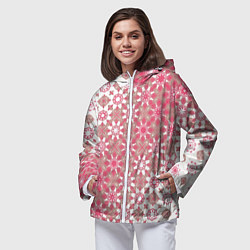 Ветровка с капюшоном женская Звездная россыпь-розовый, цвет: 3D-белый — фото 2