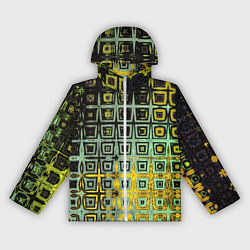 Ветровка с капюшоном женская Абстрактная зелено-черная текстура, цвет: 3D-белый