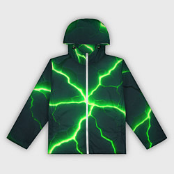 Ветровка с капюшоном женская Зеленый неон из плит, цвет: 3D-белый