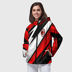 Ветровка с капюшоном женская ФК Милан - абстракция, цвет: 3D-черный — фото 2