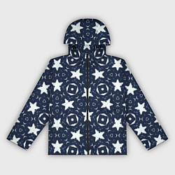 Ветровка с капюшоном женская Звезды, квадраты, сердечки, цвет: 3D-черный