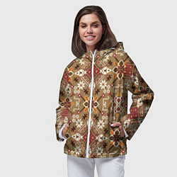 Ветровка с капюшоном женская Традиционные славянские узоры, цвет: 3D-белый — фото 2