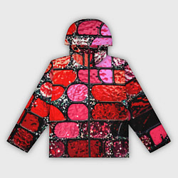 Ветровка с капюшоном женская Рубиновый красный витражные плитки, цвет: 3D-черный
