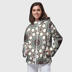 Ветровка с капюшоном женская Калейдоскоп из цветочных звезд, цвет: 3D-белый — фото 2