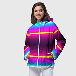 Ветровка с капюшоном женская Color neon, цвет: 3D-белый — фото 2