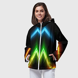 Ветровка с капюшоном женская Neon multicolored lines, цвет: 3D-белый — фото 2