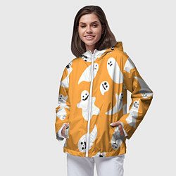 Ветровка с капюшоном женская Smiling ghosts, цвет: 3D-белый — фото 2