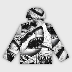 Ветровка с капюшоном женская Белая акула - стая, цвет: 3D-черный