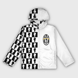Ветровка с капюшоном женская Ювентус паттерн люди, цвет: 3D-белый