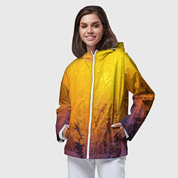 Ветровка с капюшоном женская Узоры золотистого инея, цвет: 3D-белый — фото 2