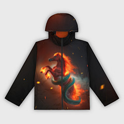 Ветровка с капюшоном женская Смена зелёной змеи на красную огненную лошадь, цвет: 3D-черный