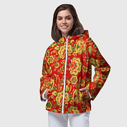 Ветровка с капюшоном женская Хохлома, цвет: 3D-белый — фото 2
