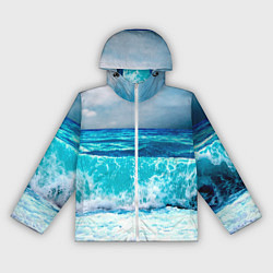 Ветровка с капюшоном женская Волны, цвет: 3D-белый