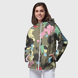 Ветровка с капюшоном женская Камуфляж: микс цветов, цвет: 3D-белый — фото 2