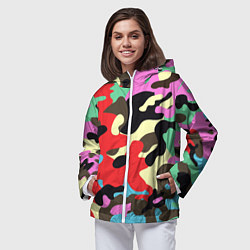 Ветровка с капюшоном женская Яркий камуфляж, цвет: 3D-белый — фото 2