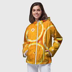Ветровка с капюшоном женская Апельсин, цвет: 3D-белый — фото 2