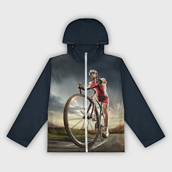 Ветровка с капюшоном женская Велогонщик, цвет: 3D-белый