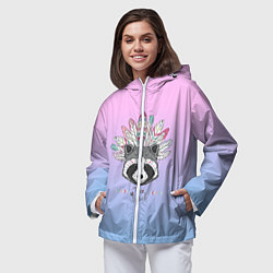 Ветровка с капюшоном женская Raccoon: Free Spirit, цвет: 3D-белый — фото 2