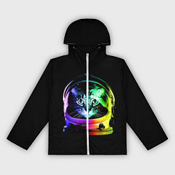 Ветровка с капюшоном женская Кот космонавт, цвет: 3D-белый